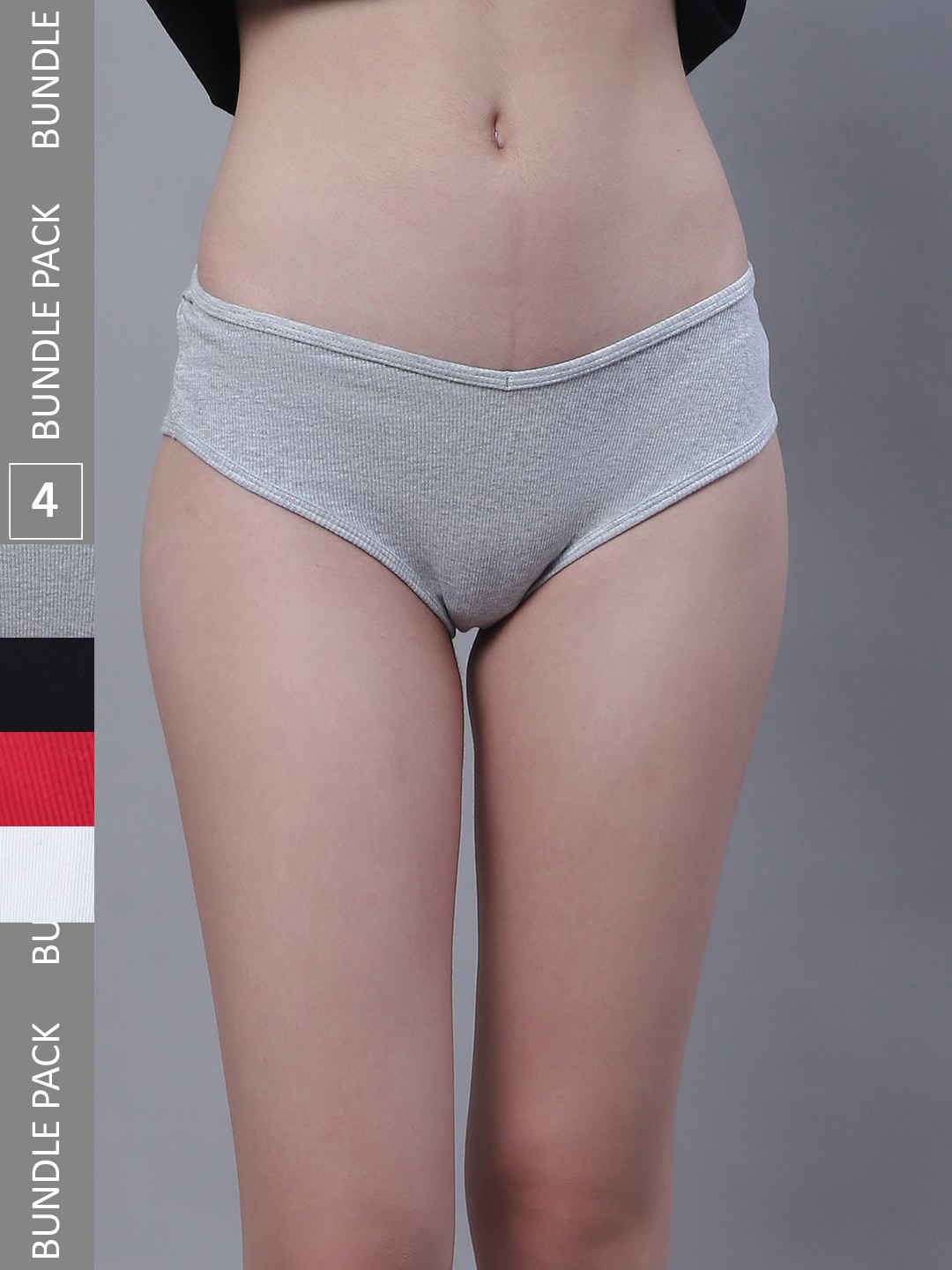 

TAG 7 Women Pack Of 4 Cotton Hipster Briefs, Grey