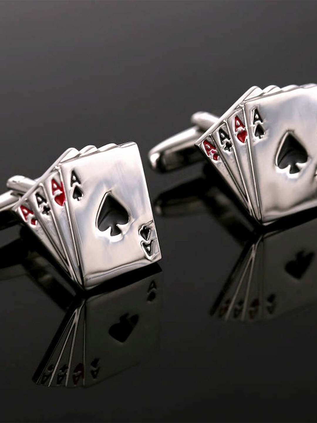 

ZIVOM Men Silver-Plated Ace Poker Cards Cufflinks