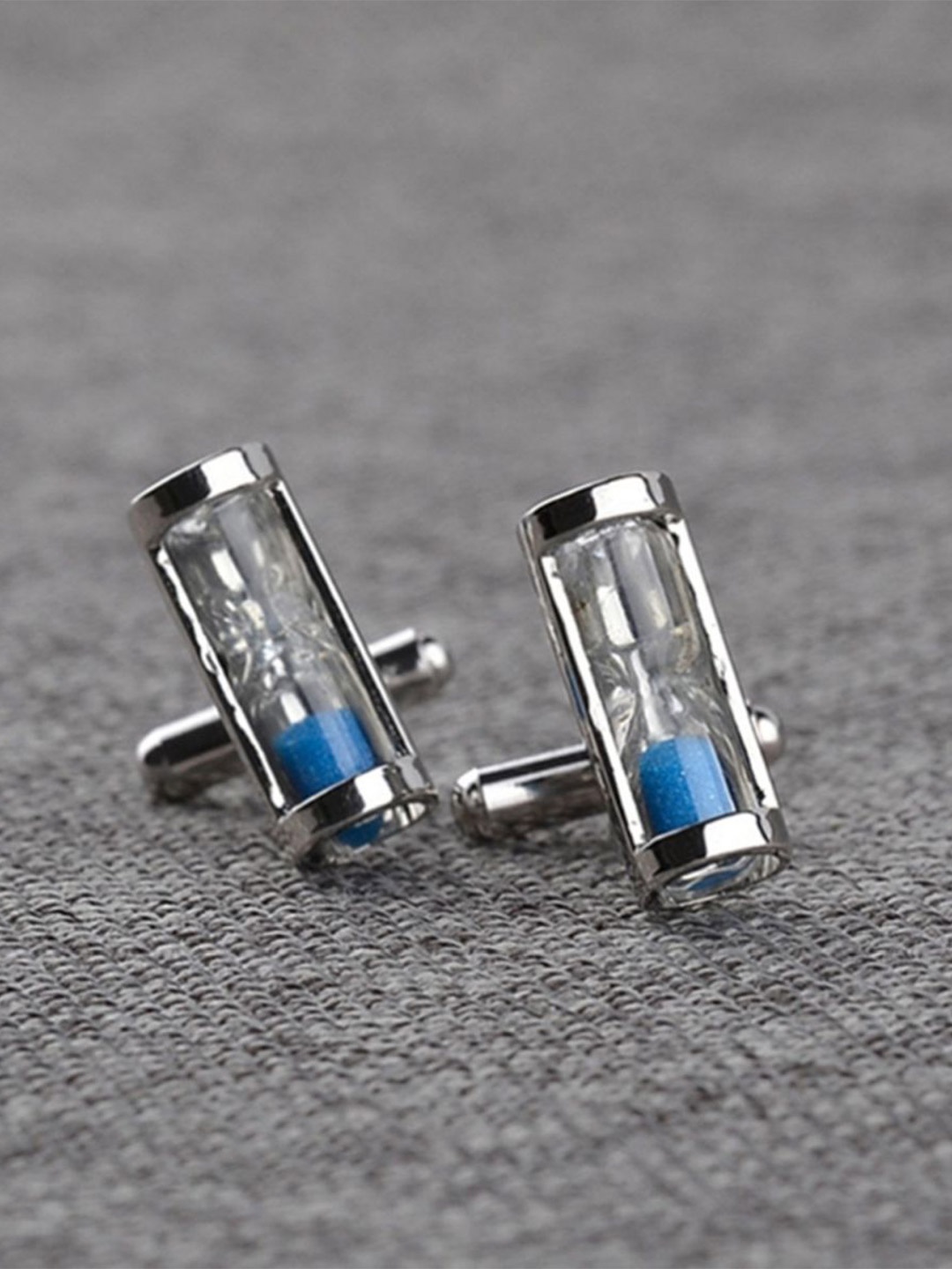 

ZIVOM Sand Timer Hour Glass Cylinder Cufflinks, Silver