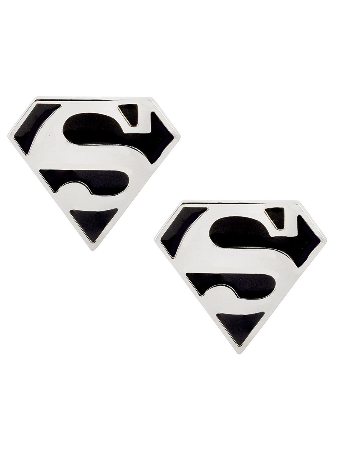 

ZIVOM Men Silver-Plated Superman Diamond Shaped Cufflink