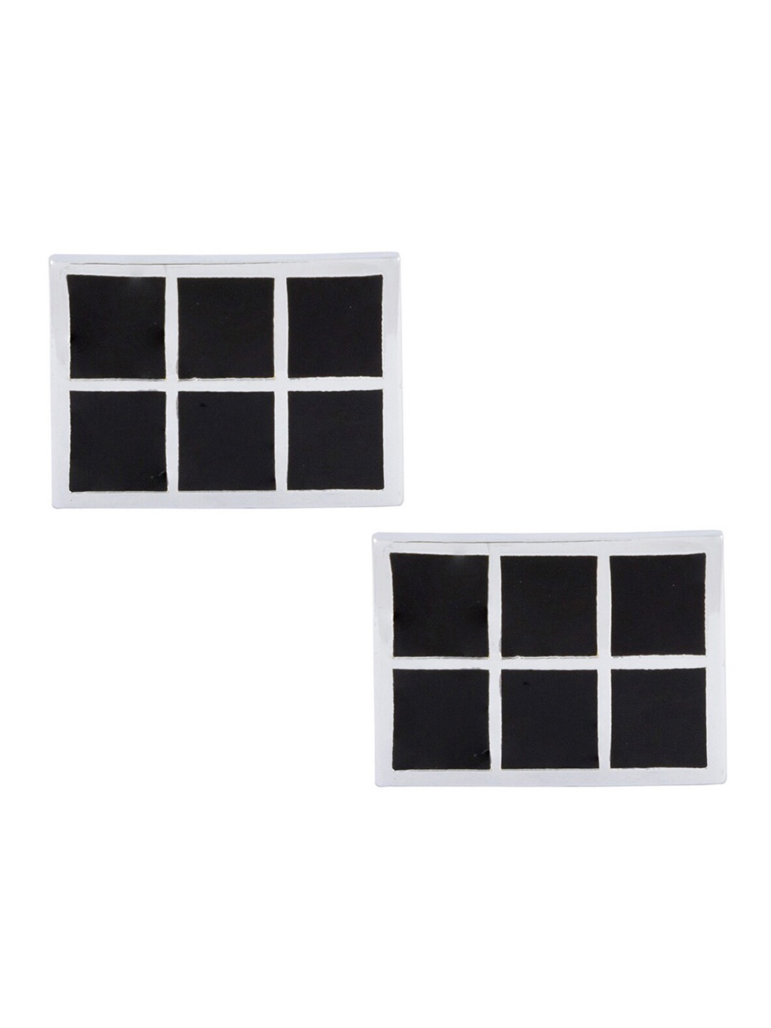 

ZIVOM Rectangle Shape Checked Cufflinks, Silver