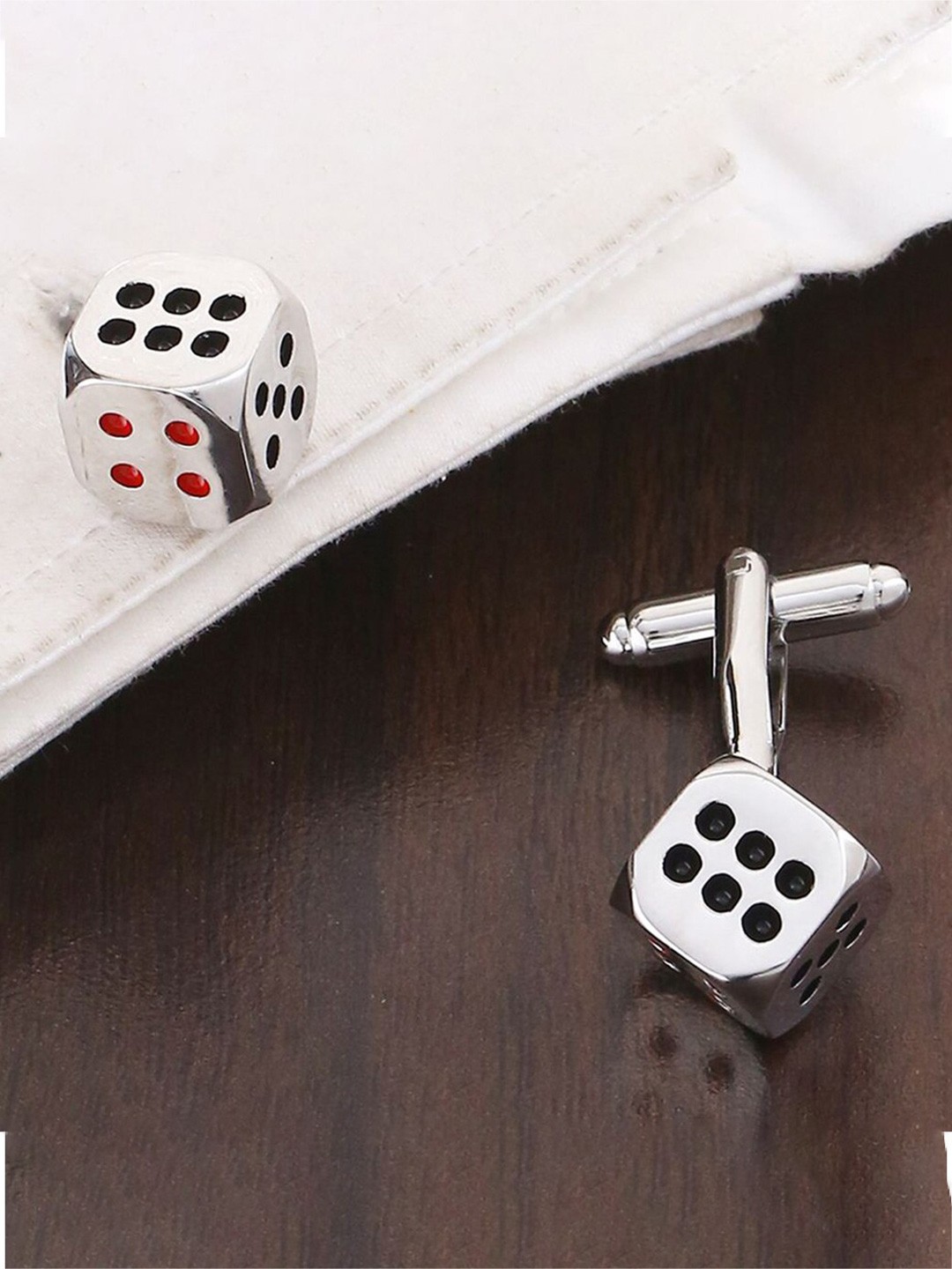 

ZIVOM Men Silver-Plated Dice Cufflinks