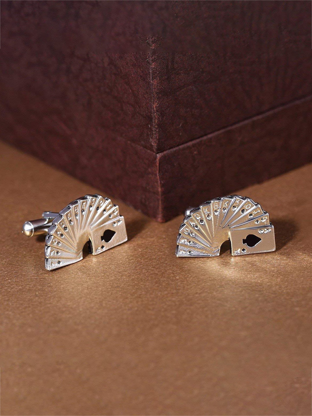 

ZIVOM Men Silver-Plated Playing Cards Ace Poker Symbol Cufflink