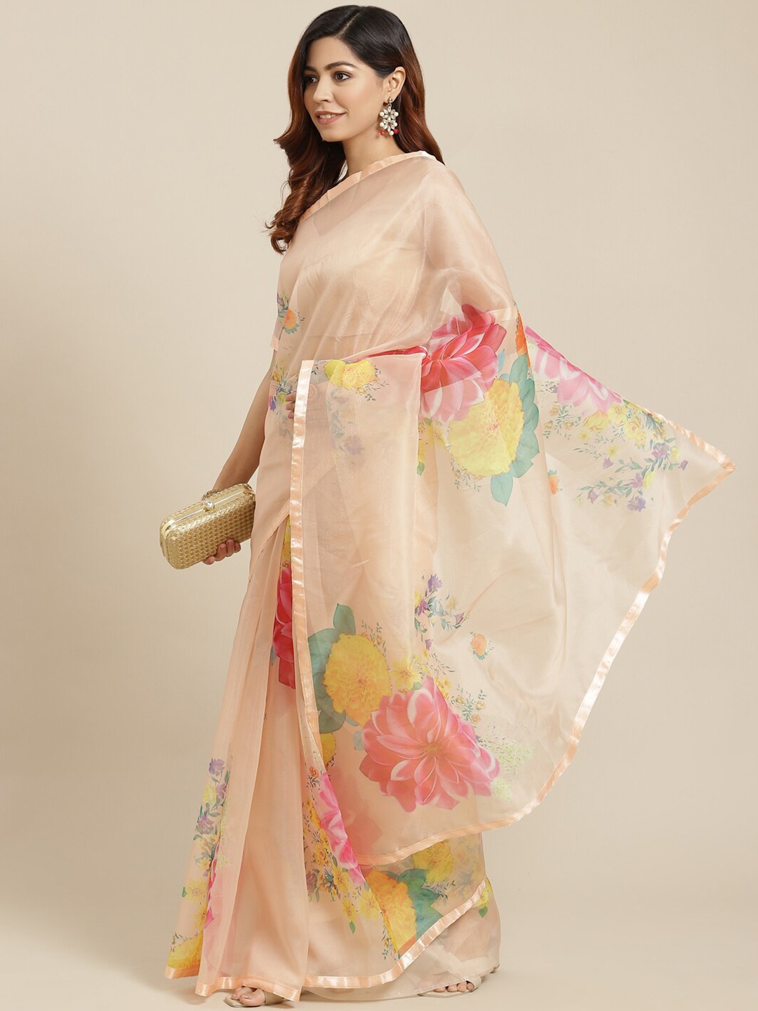 

Somras Floral Printed Saree, Beige