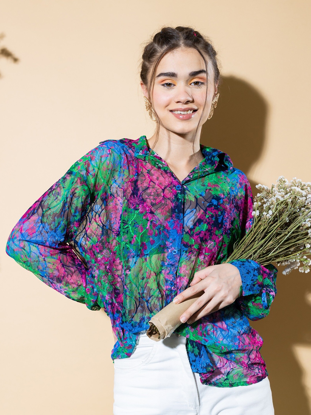 

Stylecast X Hersheinbox Blue & Pink Abstract Printed Casual Shirt