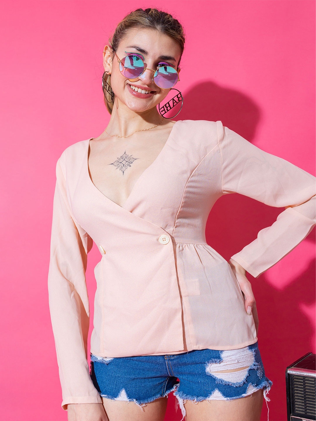

Stylecast X Hersheinbox V-Neck Top, Nude