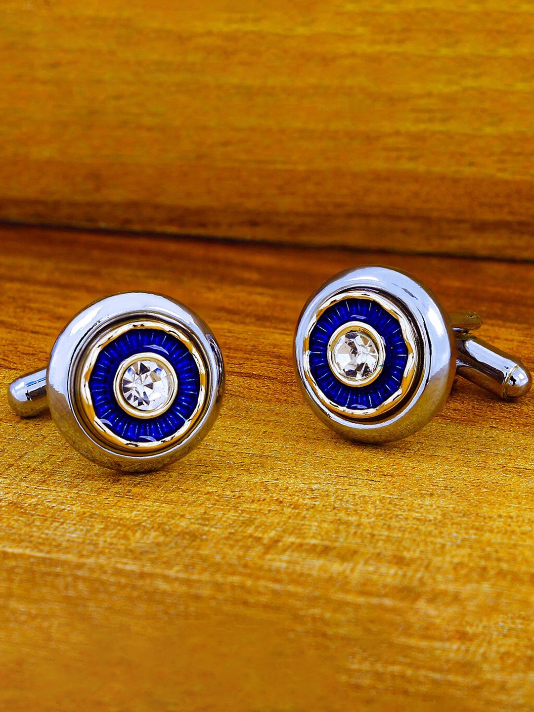 

ZIVOM Men Silver-Plated Round Cufflinks