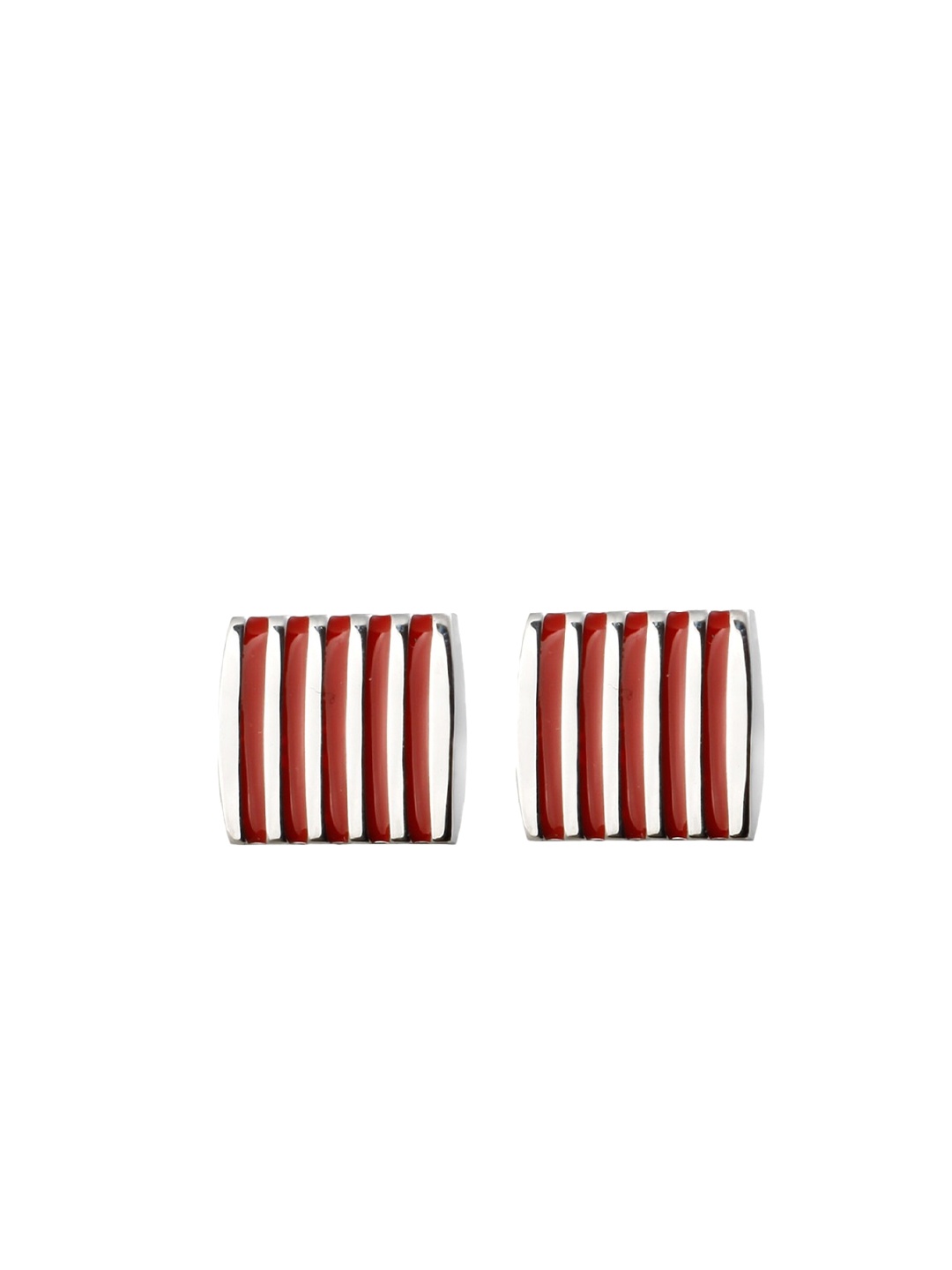 

ZIVOM Men Silver-Plated Stripes Formal Cufflink
