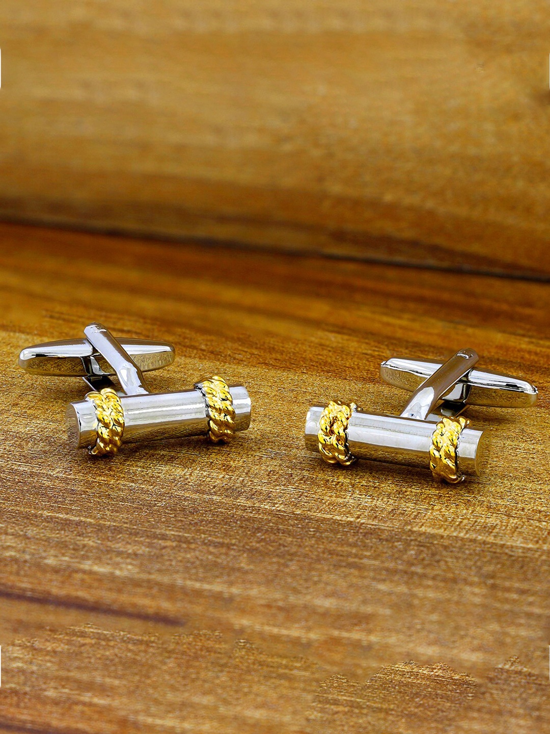 

ZIVOM Men Silver-Plated Cylinder Formal Cufflink