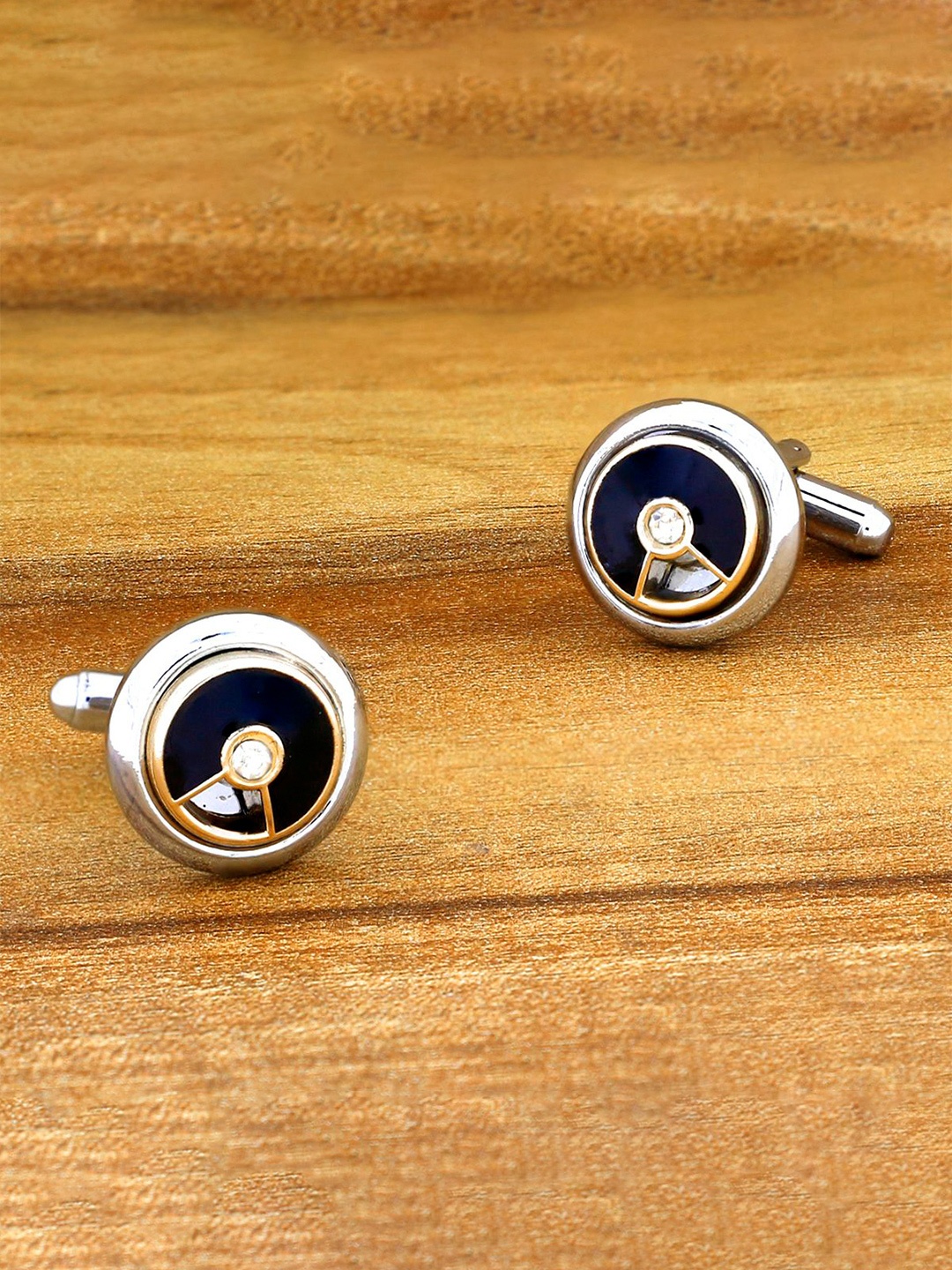 

ZIVOM Men Silver-Plated Round Cufflinks