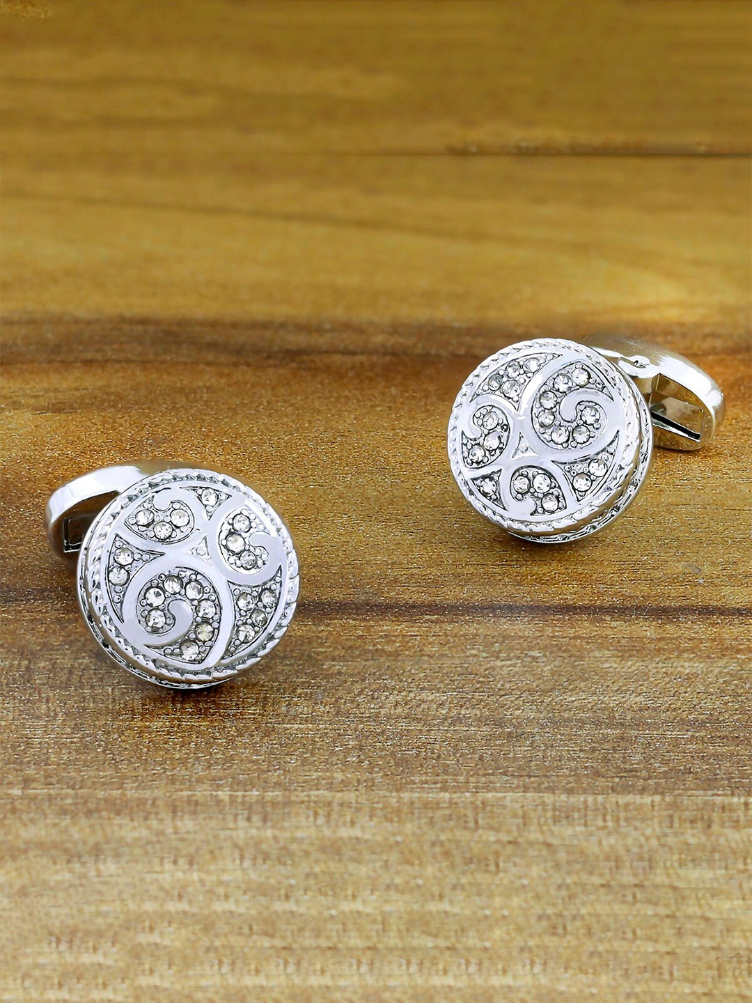 

ZIVOM Round Embellished Cufflinks, Silver