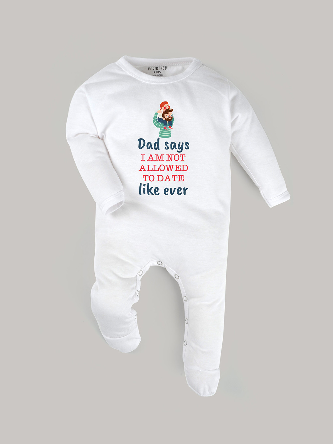 

FFLIRTYGO Infant Father's Day Print Pure Cotton Sleepsuit, White