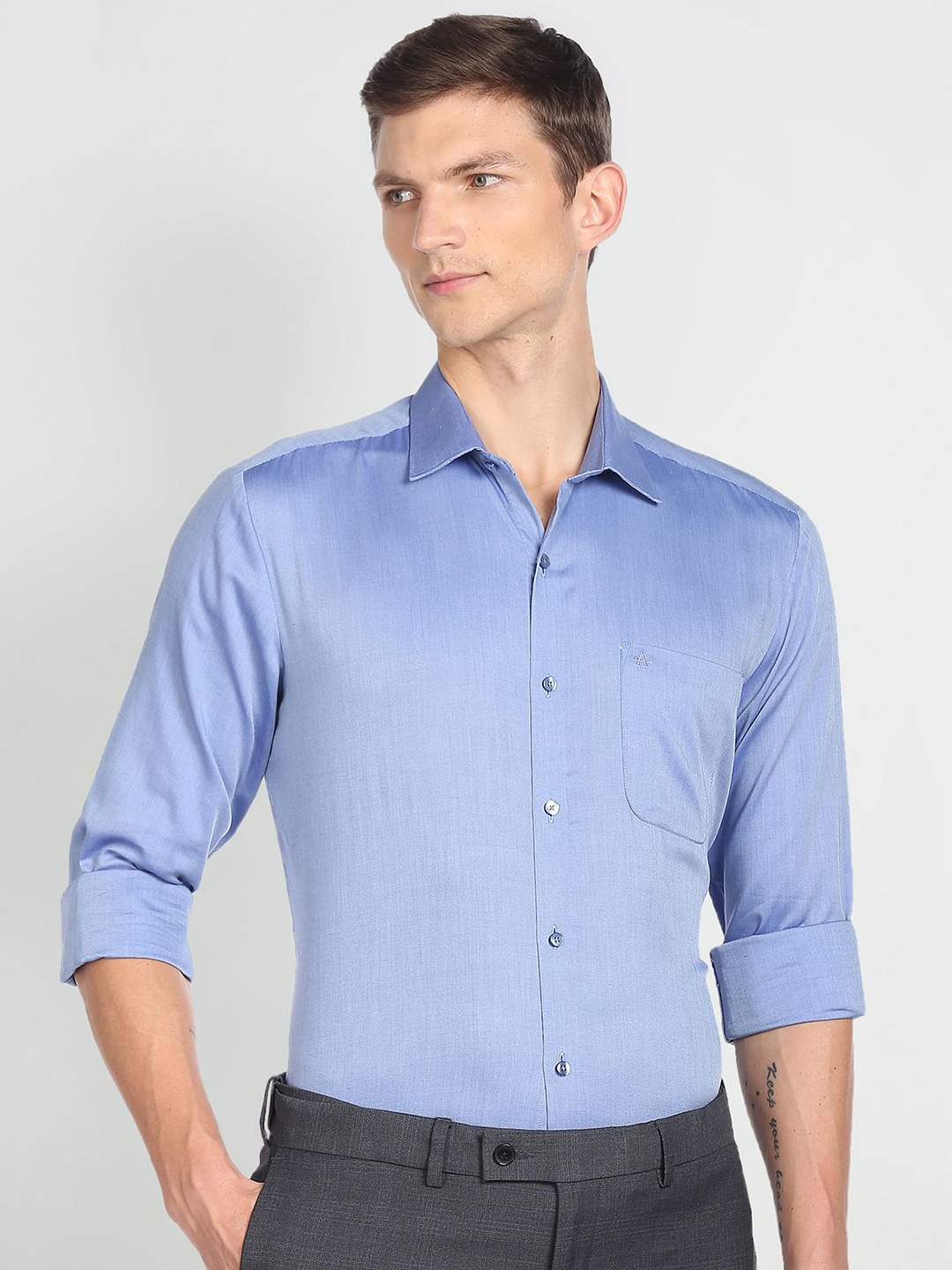 

Arrow Spread Collar Pure Cotton Formal Shirt, Blue