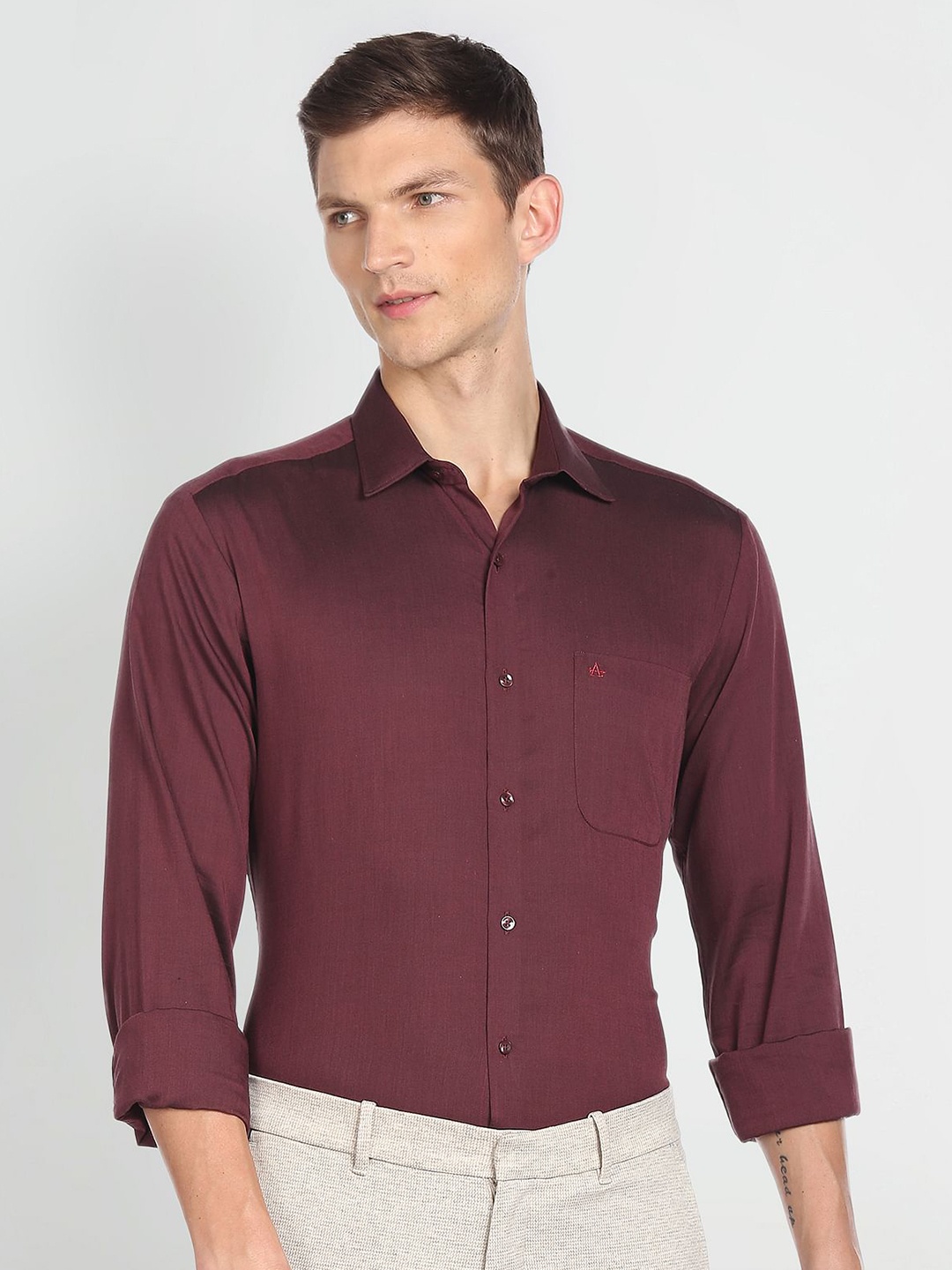 

Arrow Spread Collar Slim Fit Pure Cotton Formal Shirt, Purple