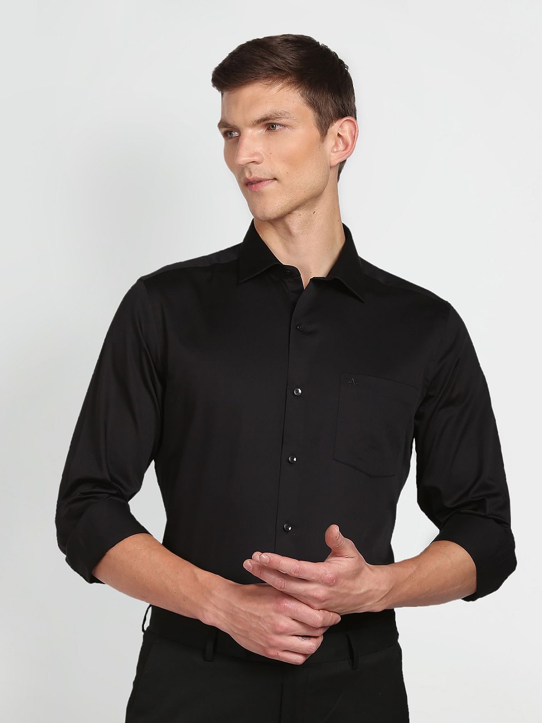 

Arrow Spread Collar Pure Cotton Formal Shirt, Black