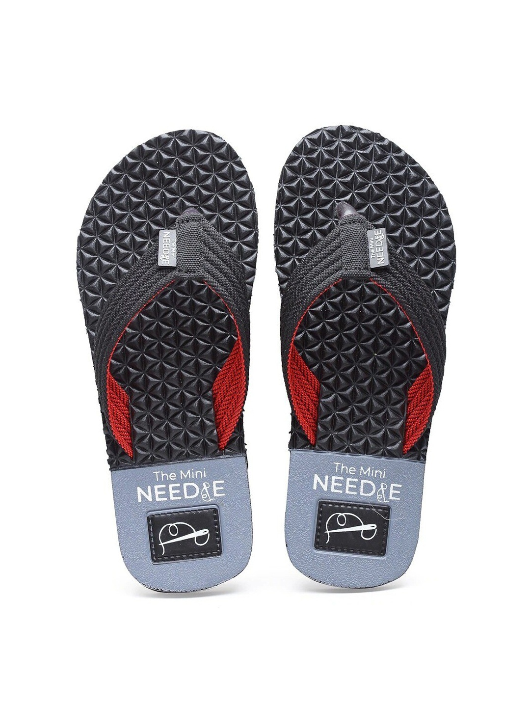 

The Mini NEEDLE Men Printed Fabric Thong Flip-Flops, Black