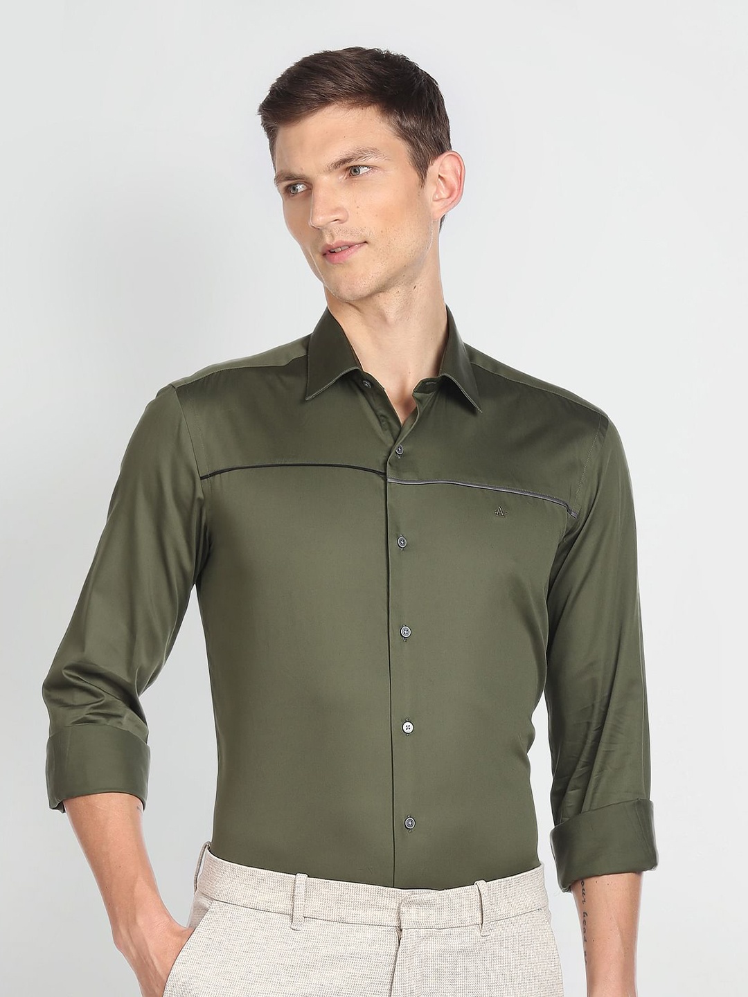 

Arrow New York Slim Fit Spread Collar Formal Shirt, Green