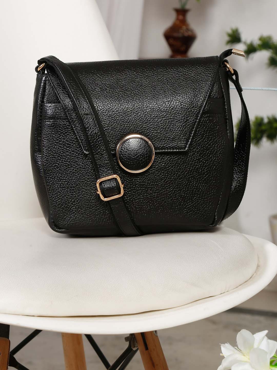 

Teakwood Leathers Water Resistant Structured Sling Bag, Black