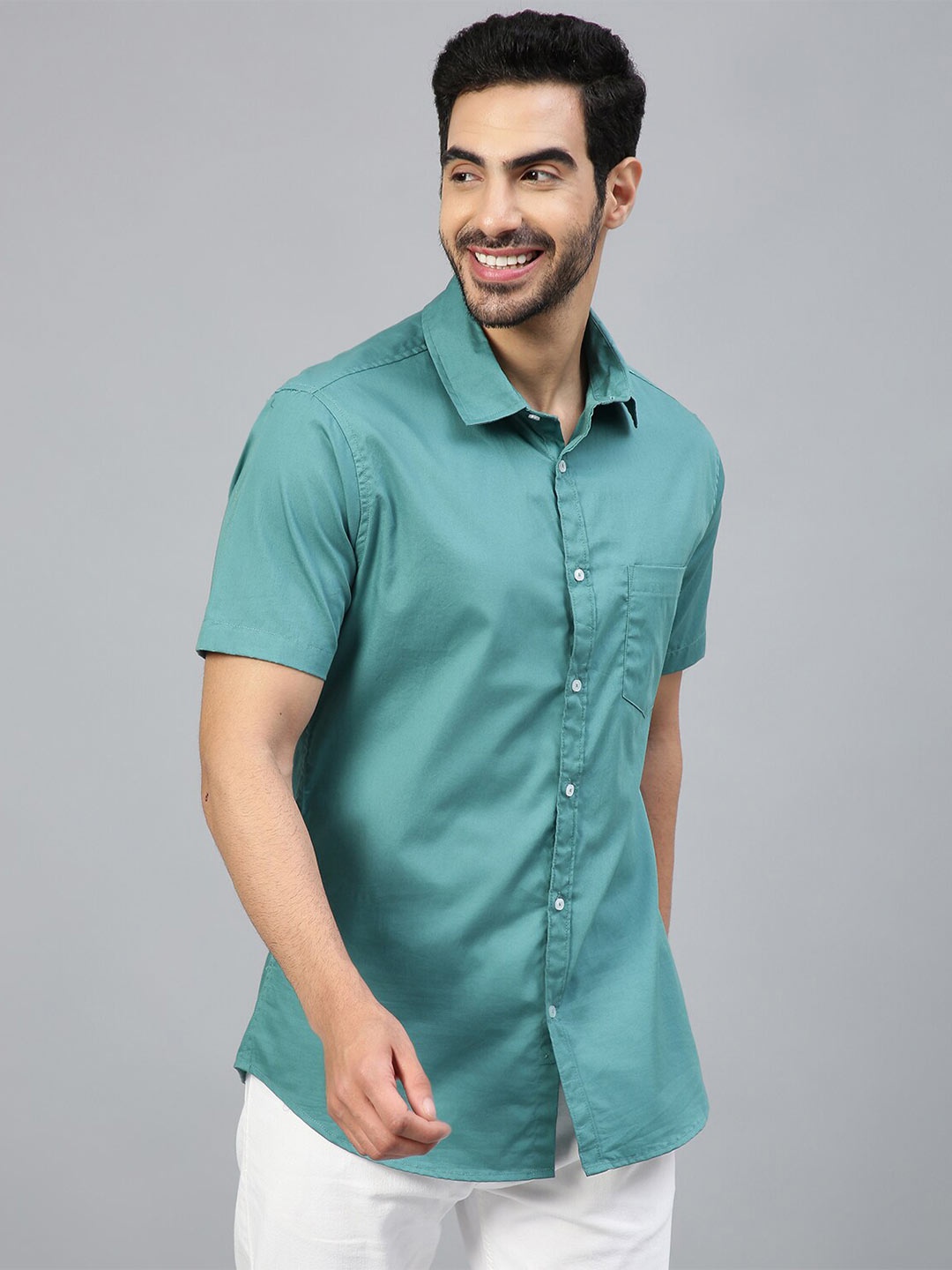 

FTX Standard Spread Collar Pure Cotton Shirt, Green