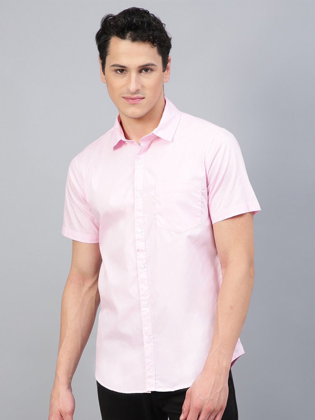 

FTX Standard Spread Collar Cotton Casual Shirt, Pink