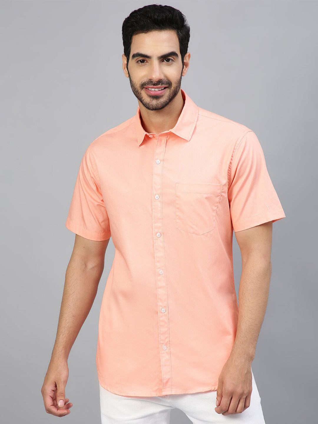 

FTX Standard Spread Collar Cotton Shirt, Peach