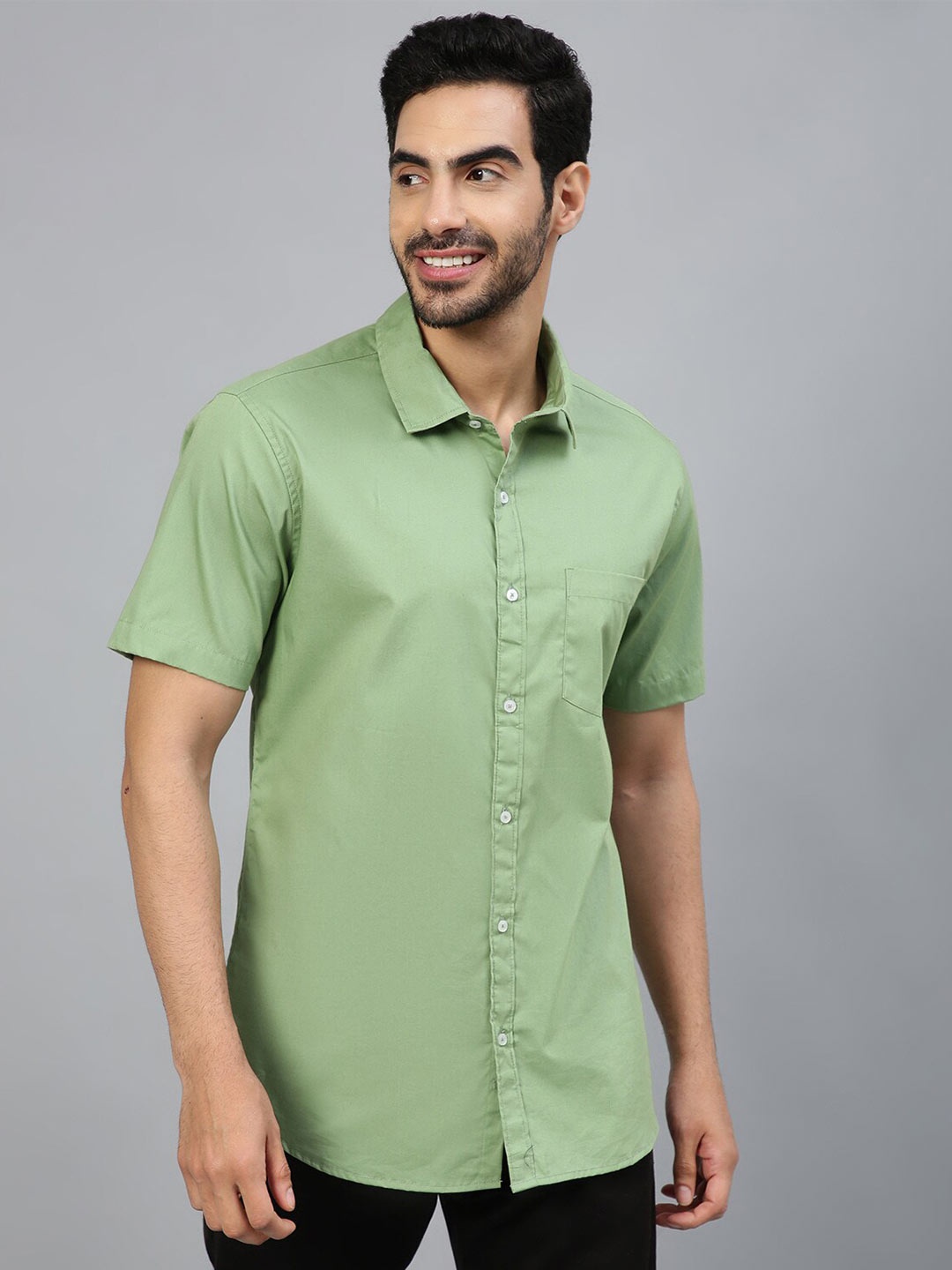 

FTX Standard Spread Collar Pure Cotton Shirt, Green