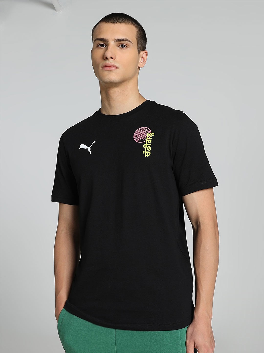 

Puma Chandigarh City-Printed Cotton T-Shirt, Black