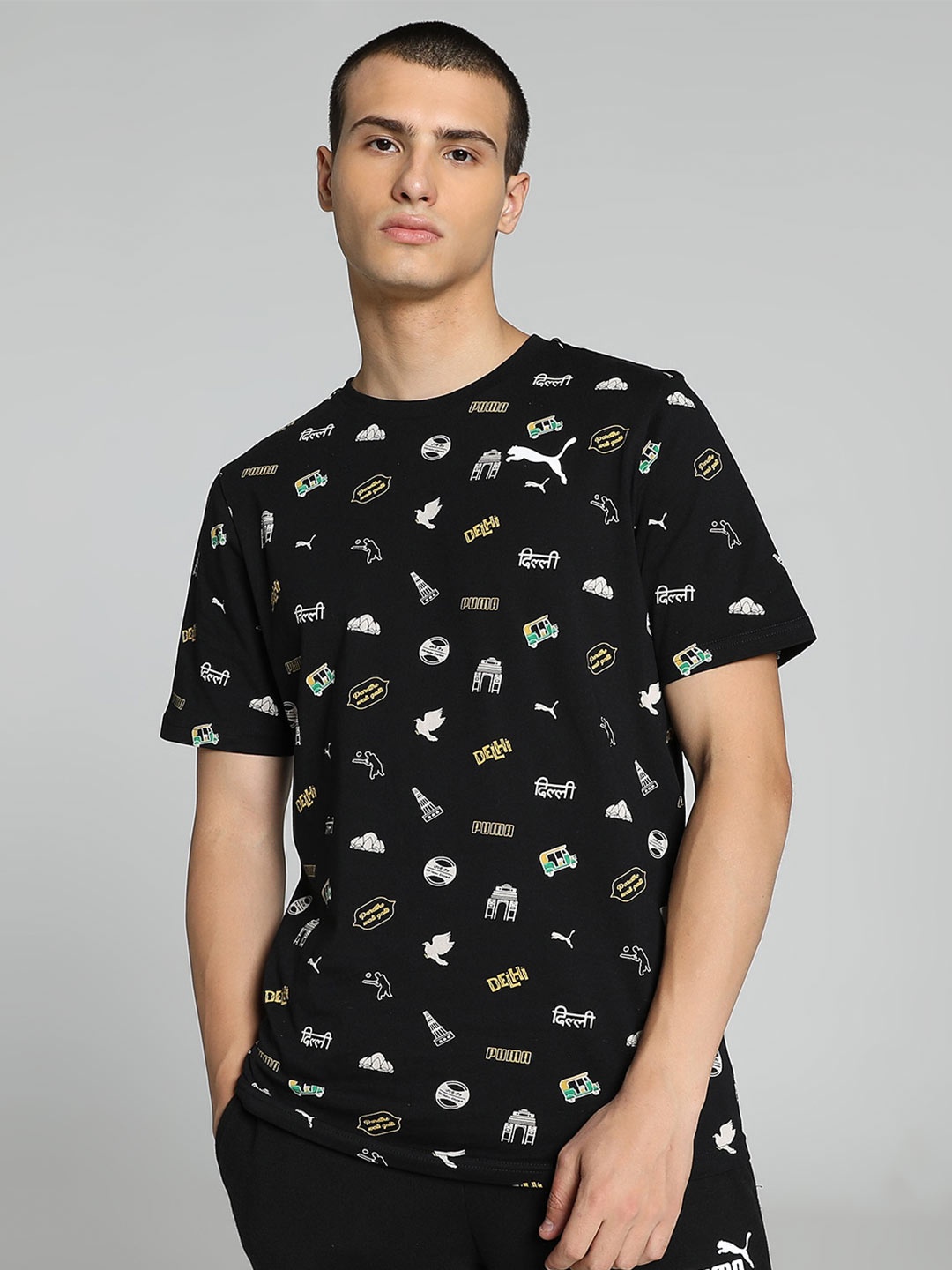 

Puma Men Delhi City Tee Printed Cotton T-Shirt, Black