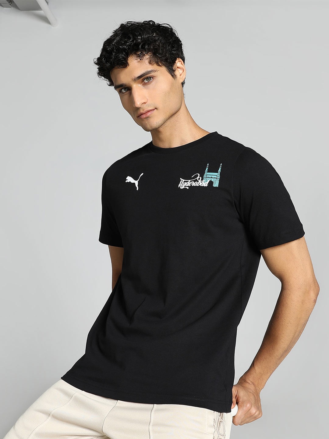 

Puma Hyderabad City-Printed Cotton T-Shirt, Black