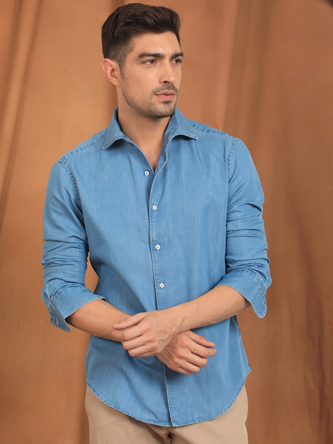 

RARE RABBIT Men Rofeo Slim Fit Cotton Shirt, Blue