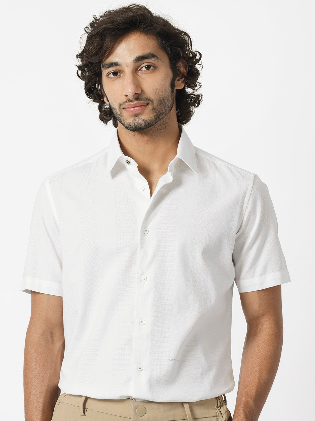 

RARE RABBIT Men Matto Slim Fit Cotton Shirt, White
