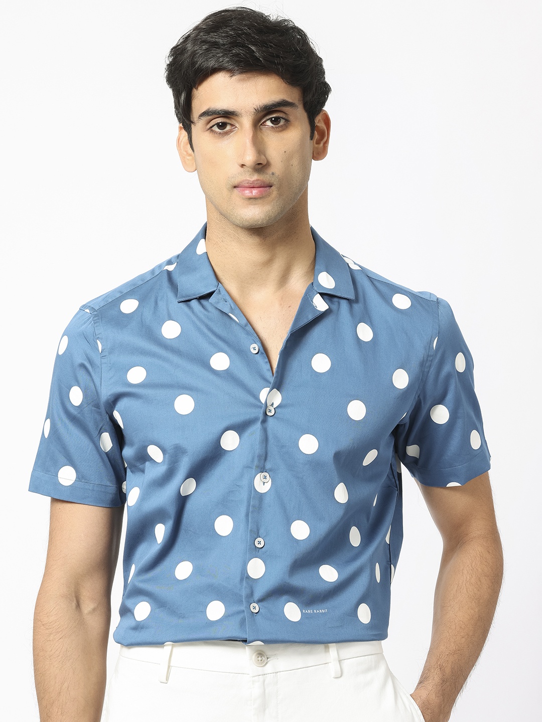 

RARE RABBIT Men Astels Slim Fit Printed Cotton Shirt, Blue