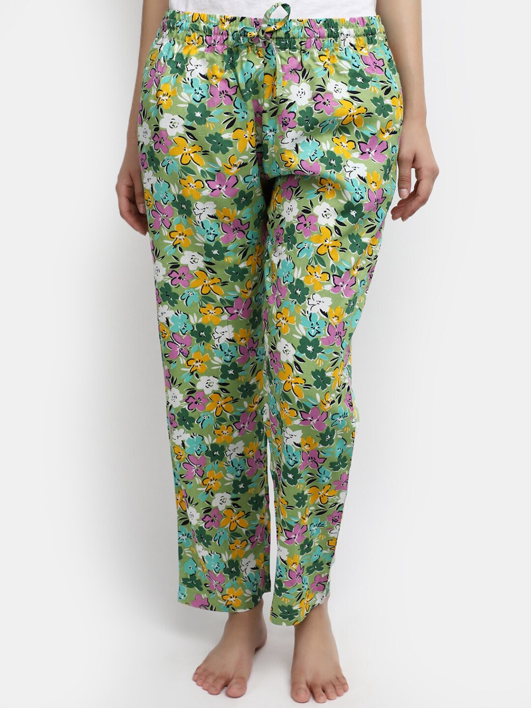 

V-Mart Women Floral Printed Lounge Pants, Green