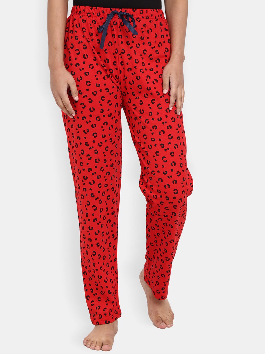 

V-Mart Women Animal Printed Lounge Pants, Red