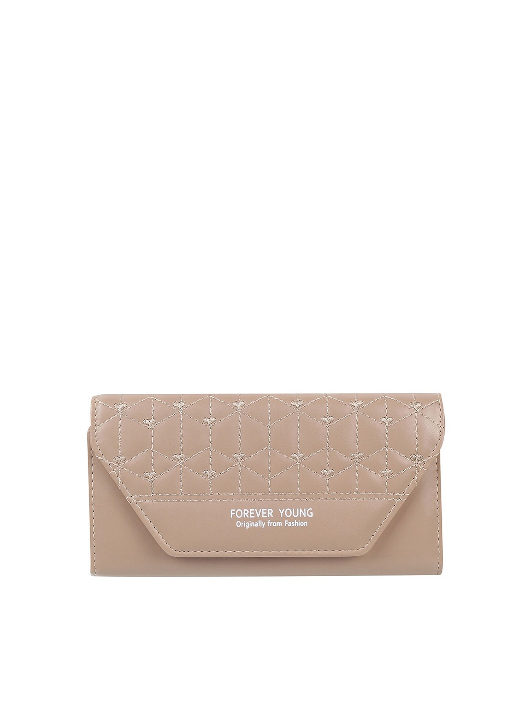 

WALKWAY by Metro Embroidered Three Fold Wallet, Beige