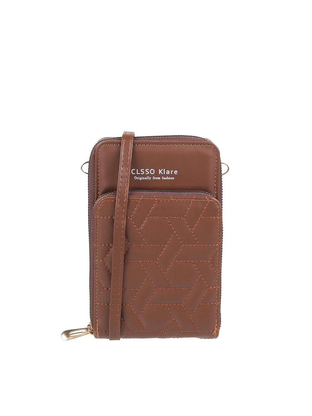 

WALKWAY by Metro Women Geometric Self Design Zip Around Wallet, Brown