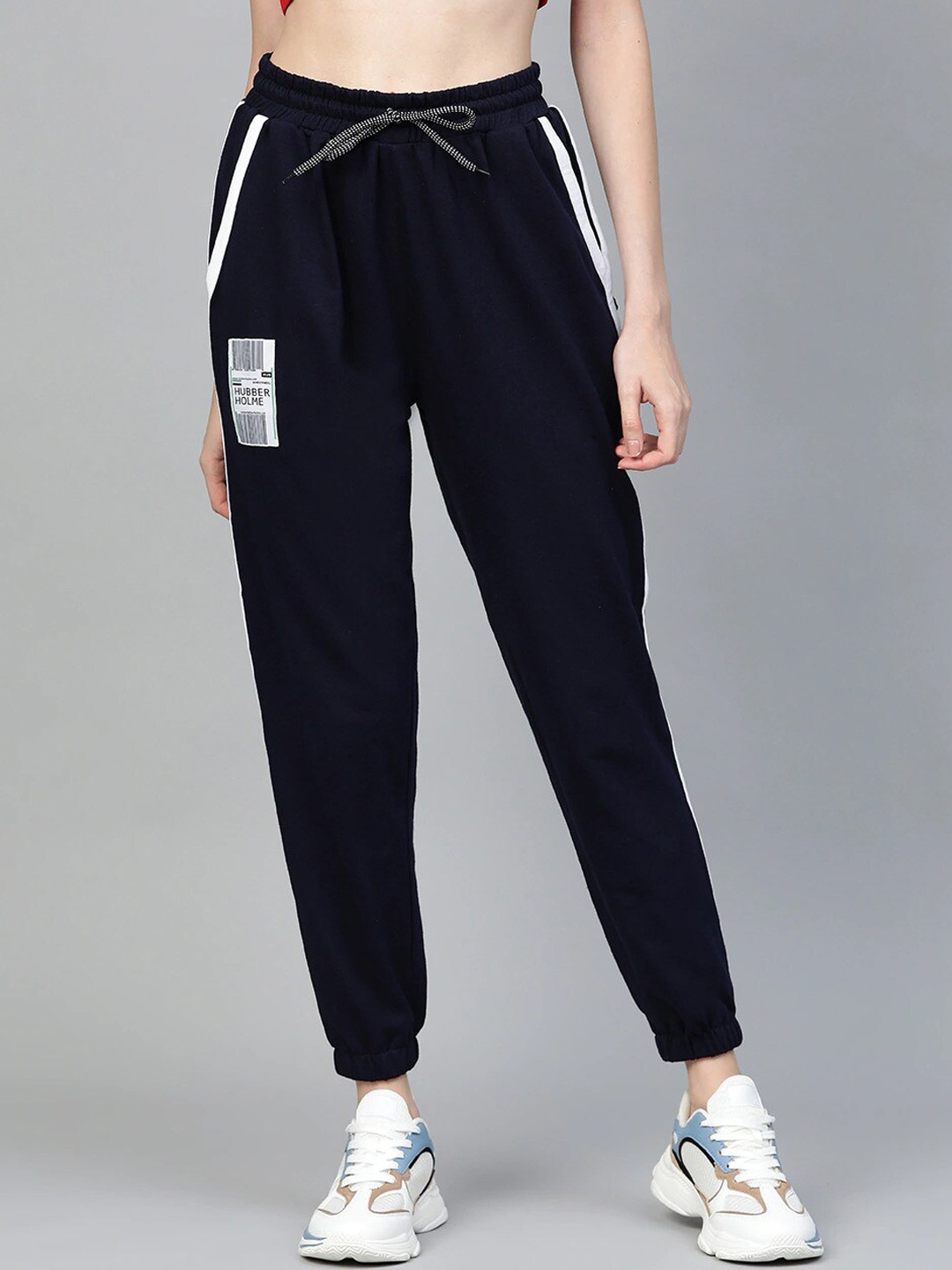 

Hubberholme Women Mid-Rise Slim-Fit Joggers, Navy blue