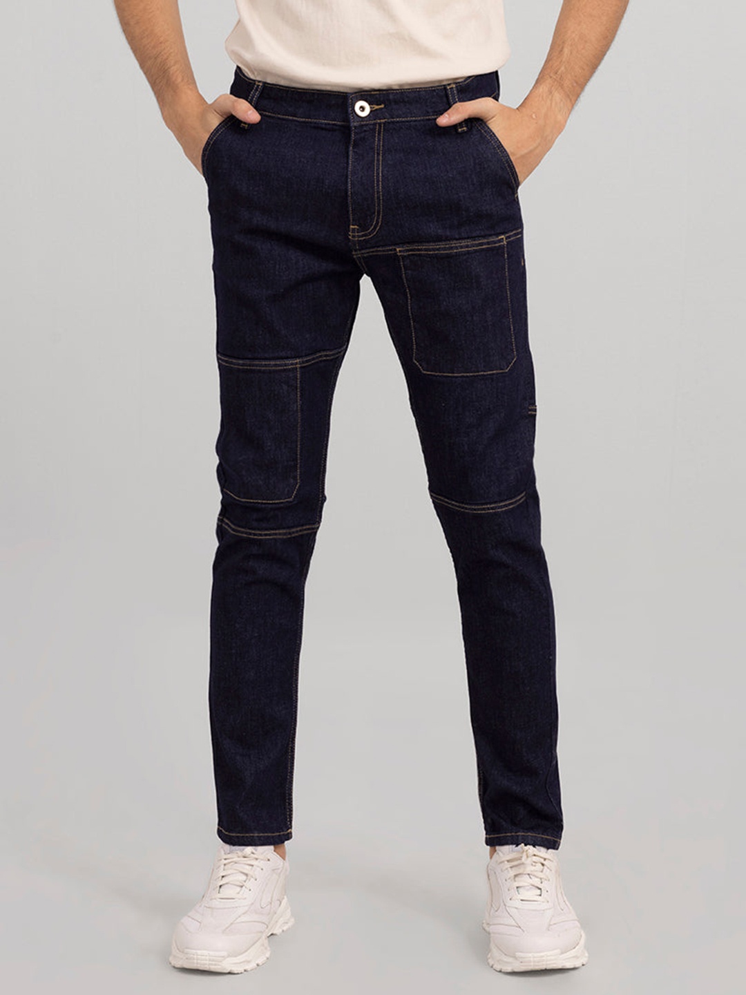 

Snitch Men Skinny Fit Clean Look Mid-Rise Cotton Jeans, Blue
