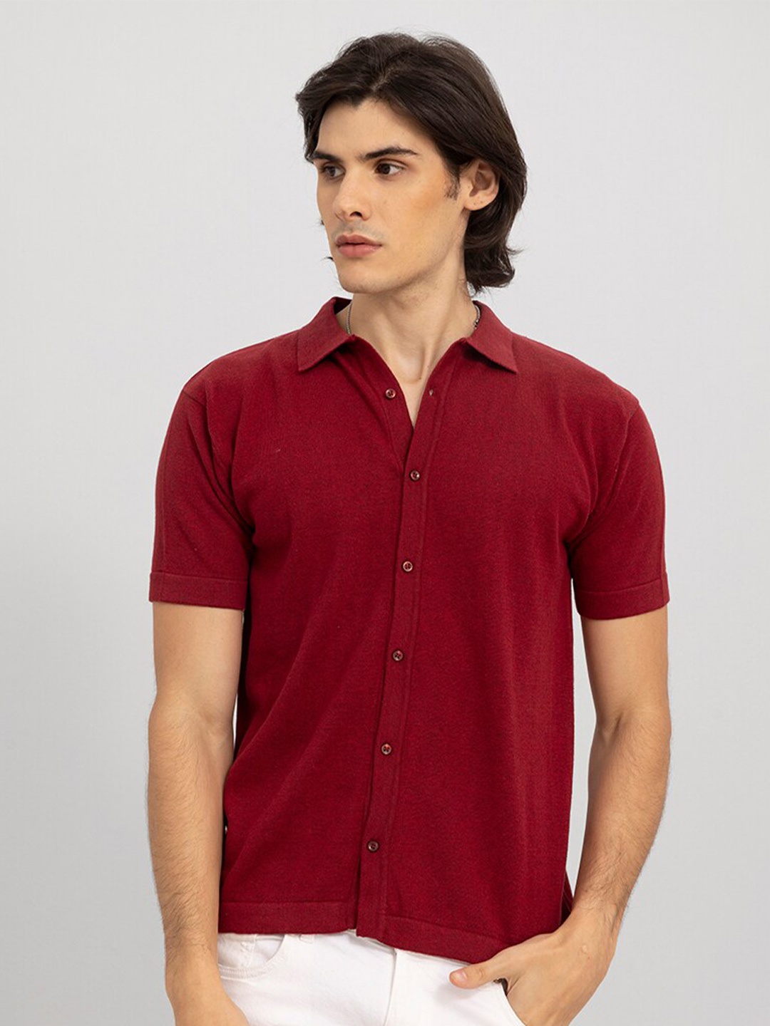 

Snitch Red Slim Fit Cotton Casual Shirt