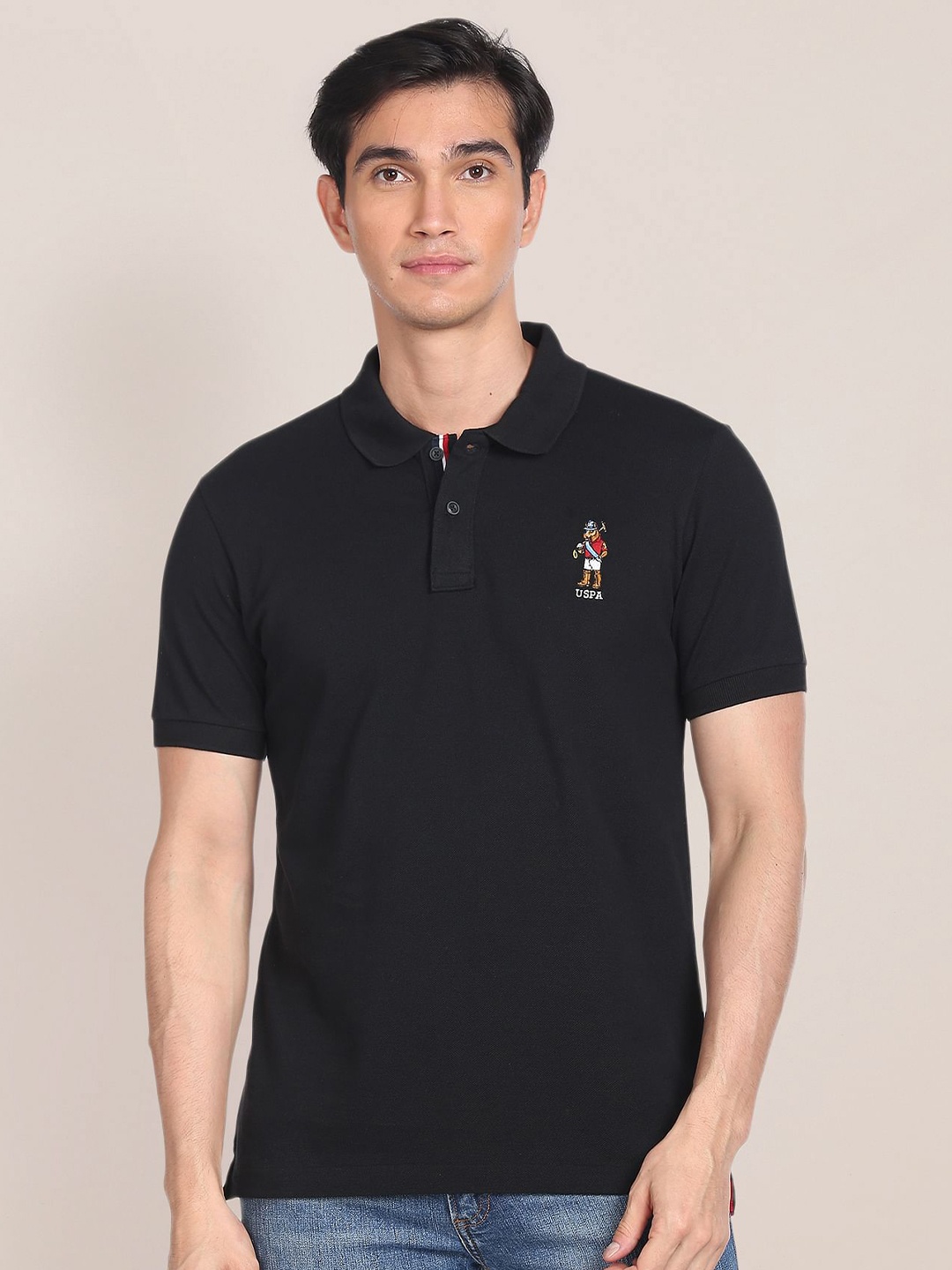 

U.S. Polo Assn. Polo Collar Pure Cotton T-shirt, Black