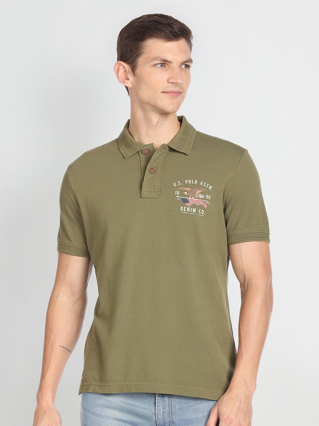 

U.S. Polo Assn. Denim Co. Polo Collar Pure Cotton T-shirt, Green