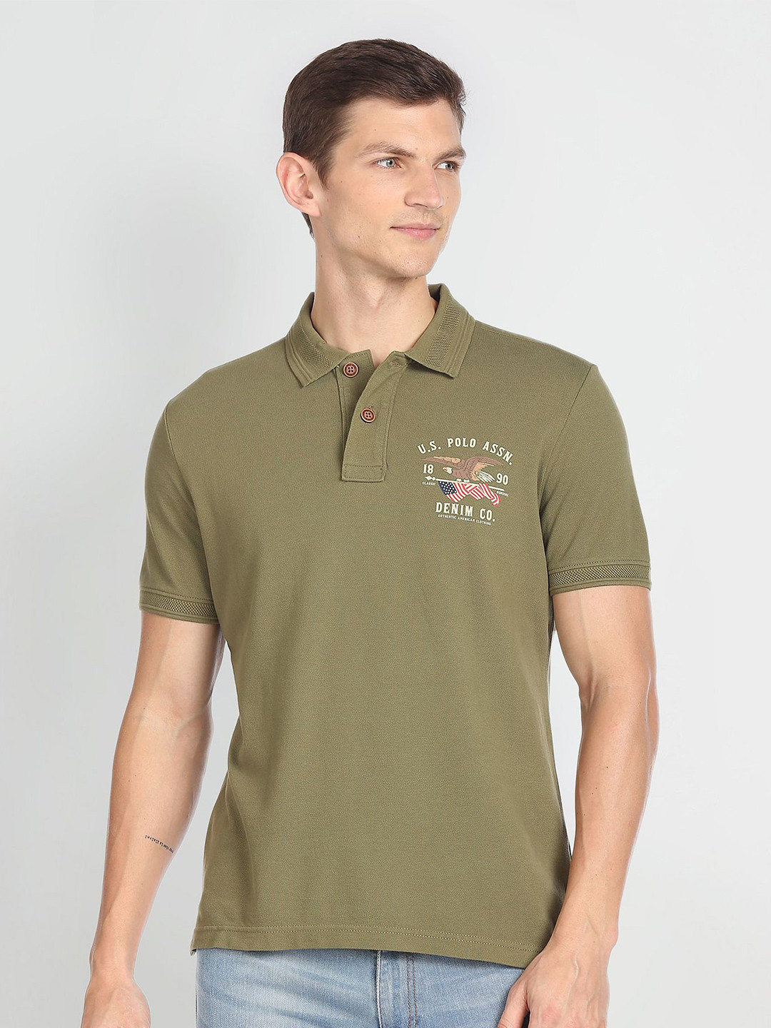 

U.S. Polo Assn. Denim Co. Polo Collar Pure Cotton T-shirt, Green