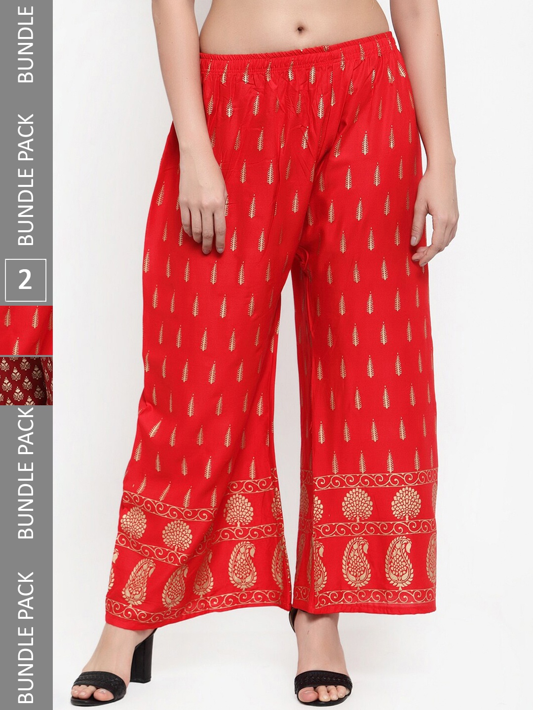 

borse lele Women Pack Of 2 Printed Wide-Leg Palazzos, Red