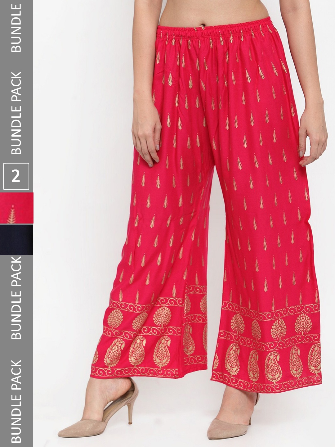 

borse lele Women Pack Of 2 Printed Palazzos, Red