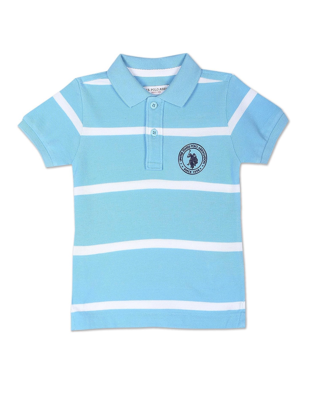 

U.S. Polo Assn. Kids Boys Striped Polo Collar Pure Cotton T-shirt, Blue