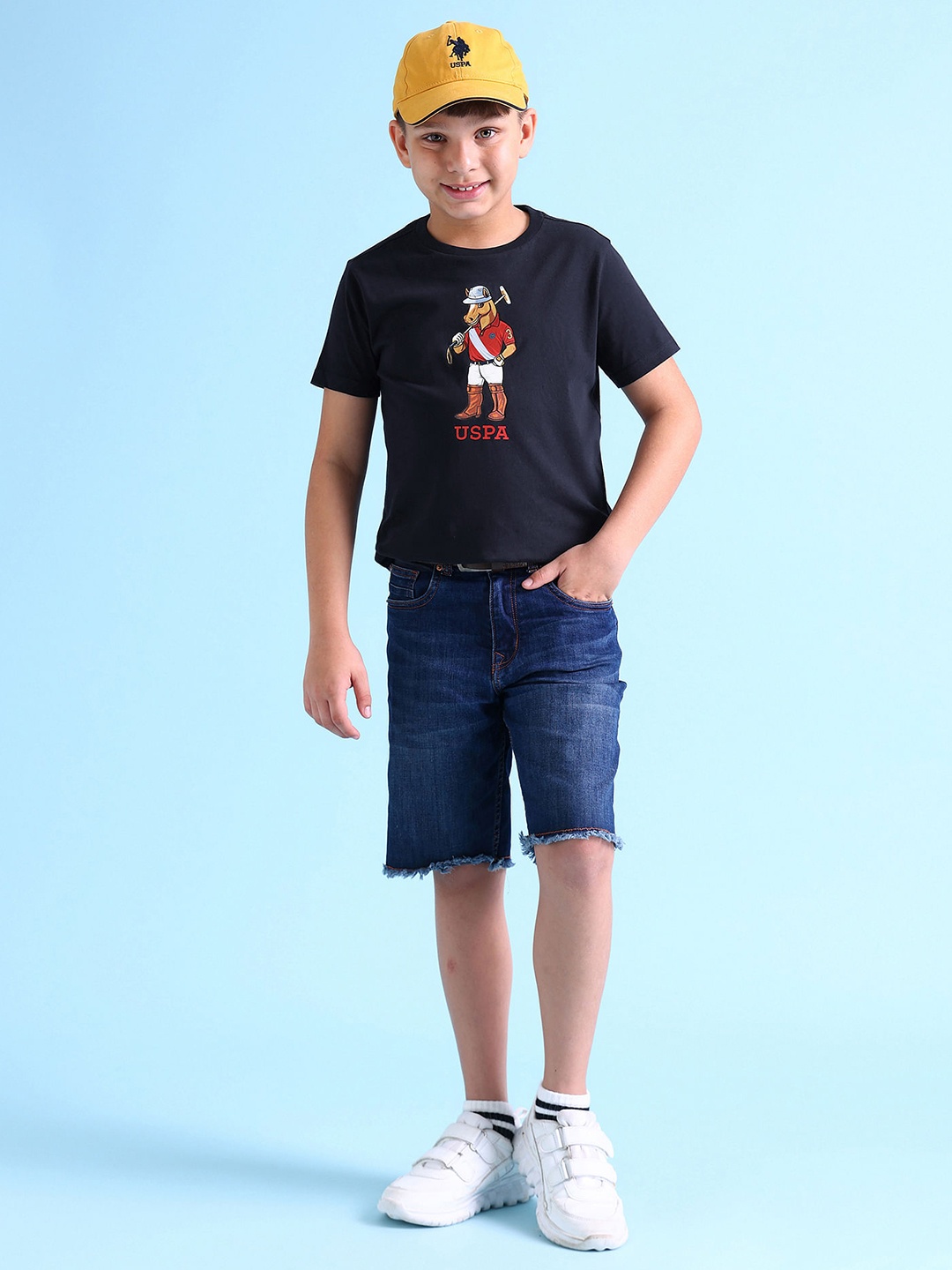 

U.S. Polo Assn. Kids Boys Graphic Printed Pure Cotton T-shirt, Navy blue