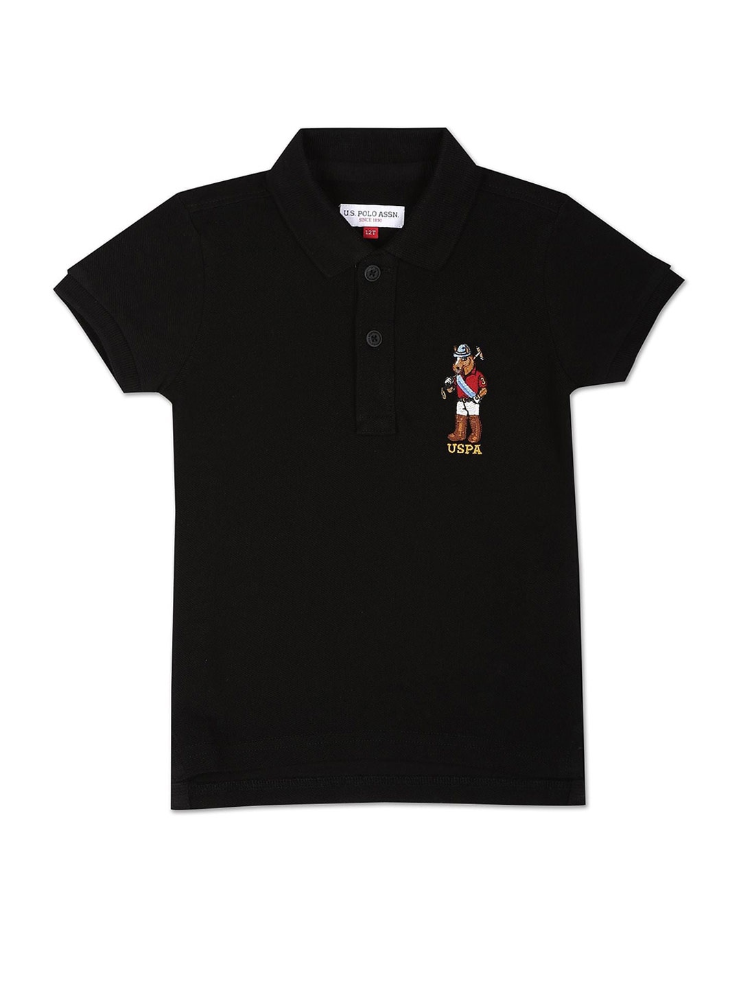 

U.S. Polo Assn. Kids Boys Polo Collar Pure Cotton T-shirt, Black