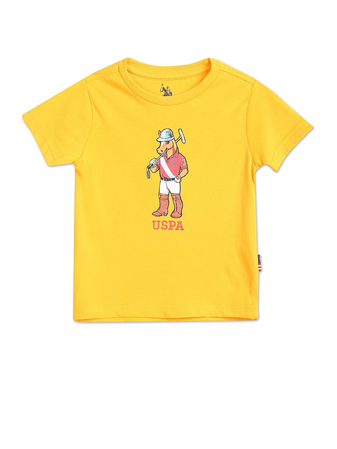 

U.S. Polo Assn. Kids Boys Graphic Printed Pure Cotton T-shirt, Yellow