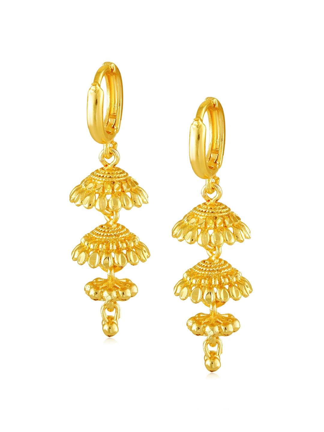 Vighnaharta Gold-Plated Dome Shaped Jhumkas Earrings