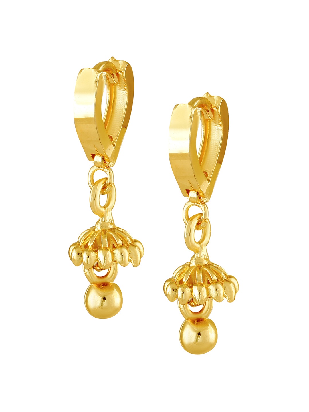

Vighnaharta Gold-Toned Floral Half Hoop Earrings